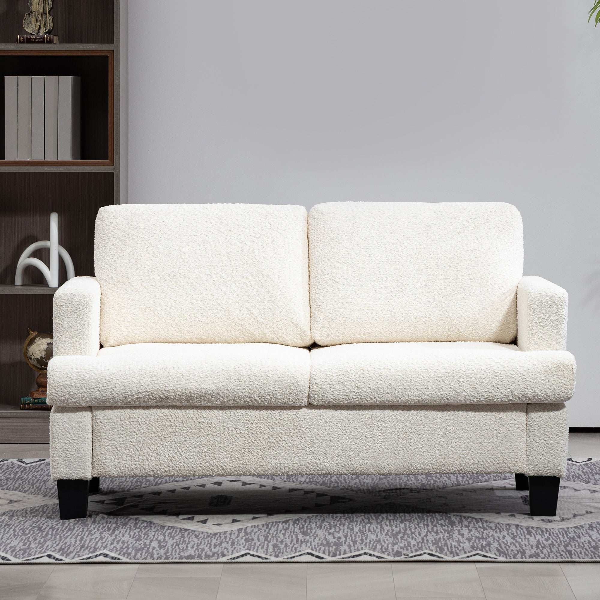 HOMCOM 54.3" Loveseat Sofa, Modern 2 Seater Sofa Couch with Removable Cushions, Upholstered Small Couch with Tapered Legs for Living Room, Bedroom and Small Space, Cream White