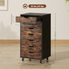 Vinsetto Vertical Filing Cabinet, 7-drawer File Cabinet, Mobile Office Storage Cabinet with Wheels for Home Office, Rustic Brown
