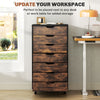 Vinsetto Vertical Filing Cabinet, 7-drawer File Cabinet, Mobile Office Storage Cabinet with Wheels for Home Office, Rustic Brown