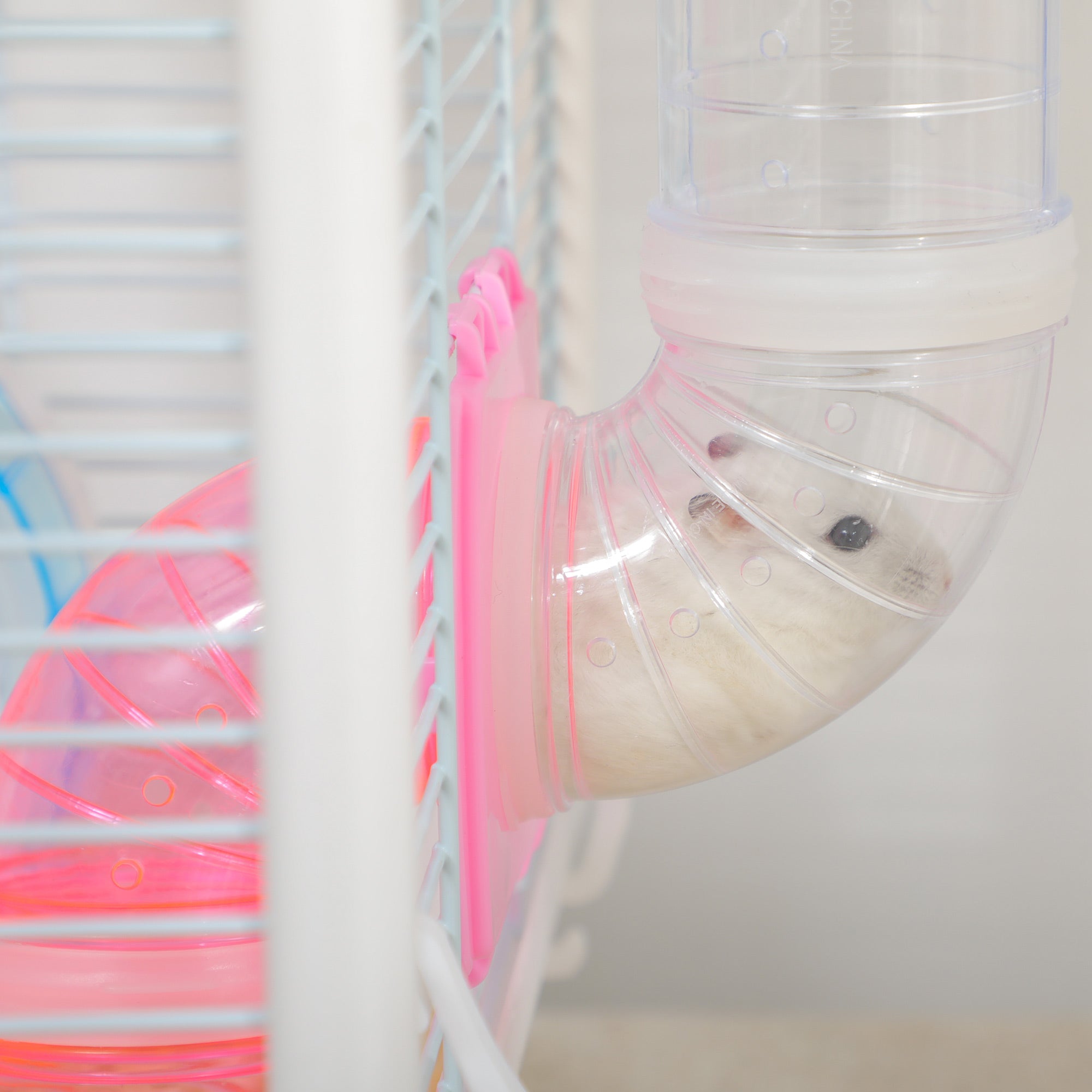 PawHut Hamster Cage, Gerbil Cage w/ Tunnel Tubes, Detachable Bottom, Ramps, Jumping Platforms, Hut, Exercise Wheel, Water Bottle, Food Bowl, for Small Rodents, 47 x 29.5 x 53cm