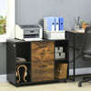 Vinsetto Lateral Filing Cabinet with Wheels and Lockable Drawer, File Cabinet, Mobile Printer Stand with Open Shelves for Letter and A4 Size Documents, Rustic Brown