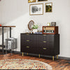 HOMCOM Modern 6 Drawer Dresser for Bedroom, Chest of Drawers with Luxury Gold Handles and Legs, Storage Drawers, Black