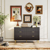 HOMCOM Modern 6 Drawer Dresser for Bedroom, Chest of Drawers with Luxury Gold Handles and Legs, Storage Drawers, Black