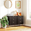 HOMCOM Modern 6 Drawer Dresser for Bedroom, Chest of Drawers with Luxury Gold Handles and Legs, Storage Drawers, Black