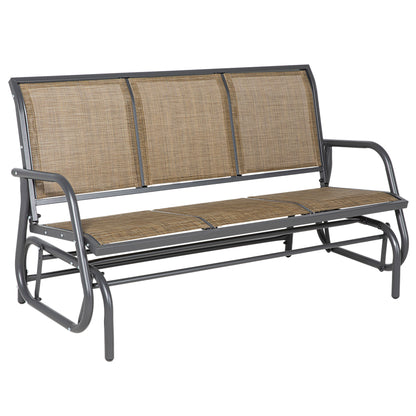 Outsunny 3-Seat Outdoor Glider Chair, Patio Glider Outdoor Rocking Chair with Steel Frame, Sling Fabric Seat for Garden, Backyard, Lawn, Light Mixed Brown
