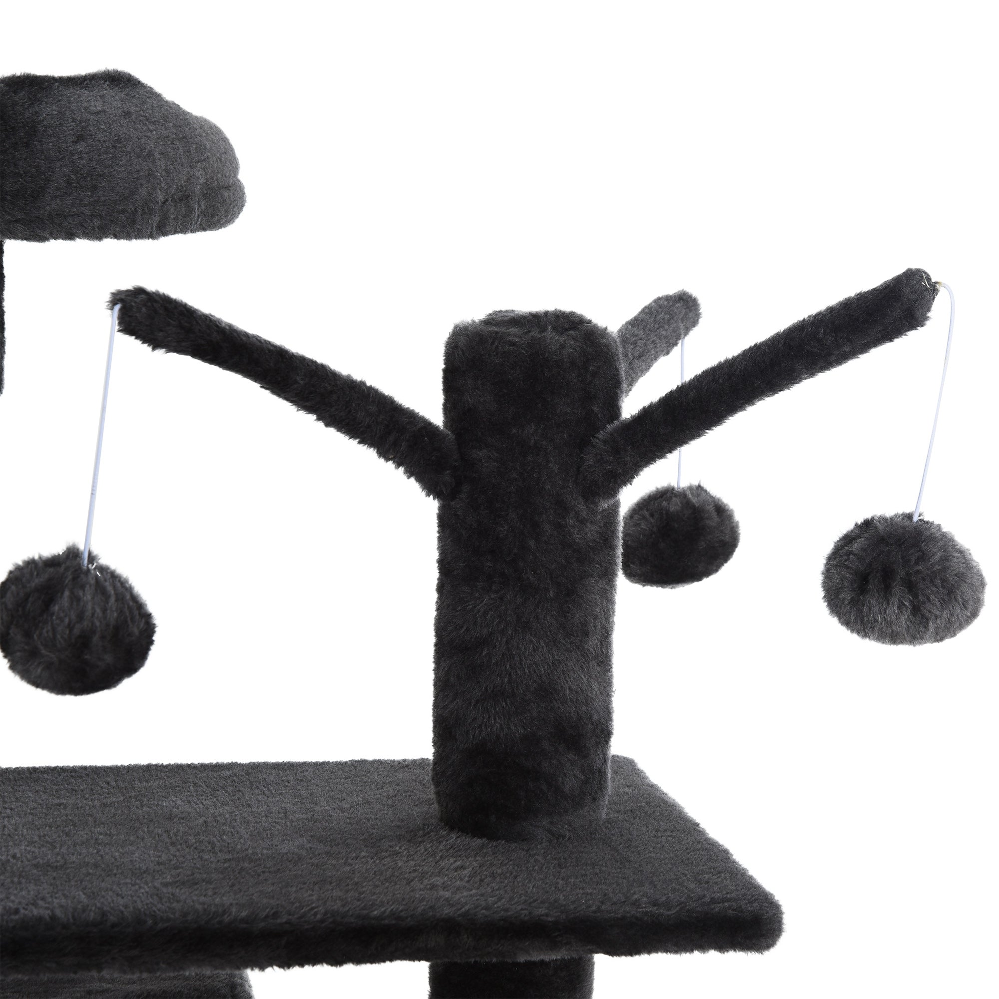 PawHut 155cm Plush Cat Tree for Indoor Cats Activity Center Sisal Scratching Post Basket Hammock Perch Condo Dark Grey