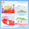 PawHut 18.5'' Hamster Cage with Exercise Wheel and Water Bottle Dishes, Rat House and Habitats 2 Storey Design, Red