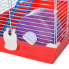 PawHut 18.5'' Hamster Cage with Exercise Wheel and Water Bottle Dishes, Rat House and Habitats 2 Storey Design, Red