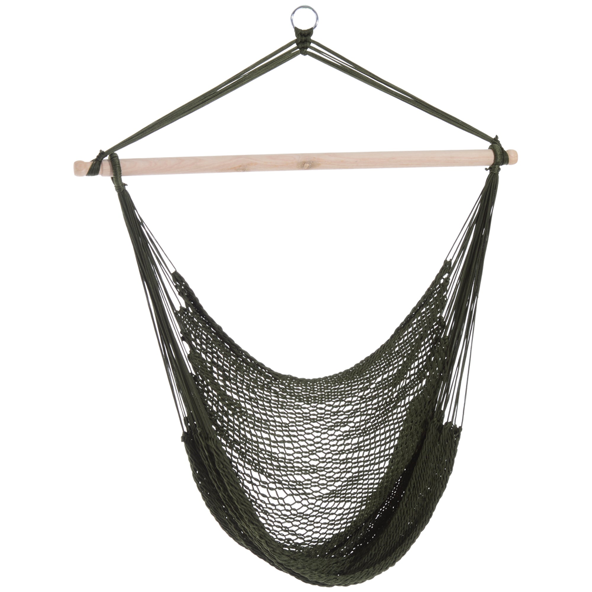 Outsunny Portable Hammock Chair, Hanging Woven Hammock Swing Chair Sleeping Bed for Outdoor Garden Yard Camping, Army Green