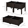 Outsunny 4 Piece Raised Garden Bed PP Raised Flower Bed Vegetable Herb Grow Box Stand Brown