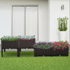 Outsunny 4 Piece Raised Garden Bed PP Raised Flower Bed Vegetable Herb Grow Box Stand Brown