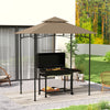 Outsunny BBQ Canopy Replacement Roof, UPF50+ Protected, 5' x 8' BBQ Gazebo Canopy Cover, Double Tiered Grill Gazebo Replacement Canopy, TOP COVER ONLY, Khaki