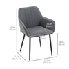 HOMCOM Dining Chairs Set of 2, Upholstered Kitchen Chairs, Linen Fabric Accent Arm Chairs with Metal Legs, Dark Grey