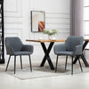 HOMCOM Dining Chairs Set of 2, Upholstered Kitchen Chairs, Linen Fabric Accent Arm Chairs with Metal Legs, Dark Grey