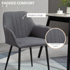 HOMCOM Dining Chairs Set of 2, Upholstered Kitchen Chairs, Linen Fabric Accent Arm Chairs with Metal Legs, Dark Grey