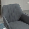 HOMCOM Dining Chairs Set of 2, Upholstered Kitchen Chairs, Linen Fabric Accent Arm Chairs with Metal Legs, Dark Grey