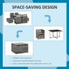 Outsunny 9 Pieces Wicker Patio Dining Set Outdoor Furniture Set with Removable Cushions, Glass Top Dining Table, Ottomans, PE Rattan Conversation Set for Garden Poolside, Grey