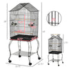 PawHut Bird Cage 57 Inch Flight Cage for Cockatiel, Conure with Rolling Stand, Pull Out Tray, Storage Shelf, Open Top, 0.75" Bar Spacing