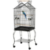 PawHut Bird Cage 57 Inch Flight Cage for Cockatiel, Conure with Rolling Stand, Pull Out Tray, Storage Shelf, Open Top, 0.75" Bar Spacing