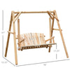 Outsunny Wood Porch Swing with Stand, 2-Person Patio Swing Bench with Wide Backrest, 660lbs Capacity for Garden, Poolside, Backyard, Natural Wood