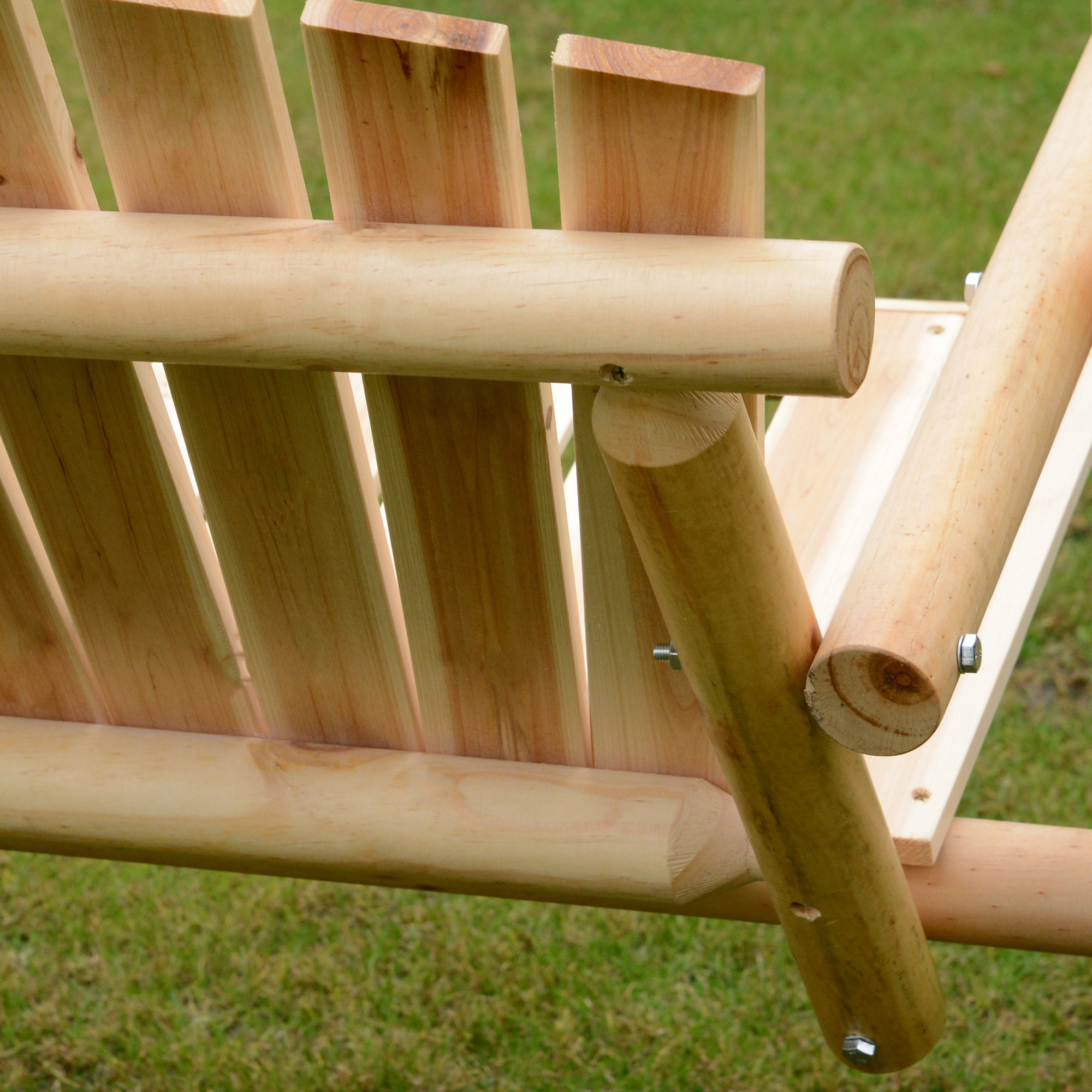 Outsunny Wood Porch Swing with Stand, 2-Person Patio Swing Bench with Wide Backrest, 660lbs Capacity for Garden, Poolside, Backyard, Natural Wood