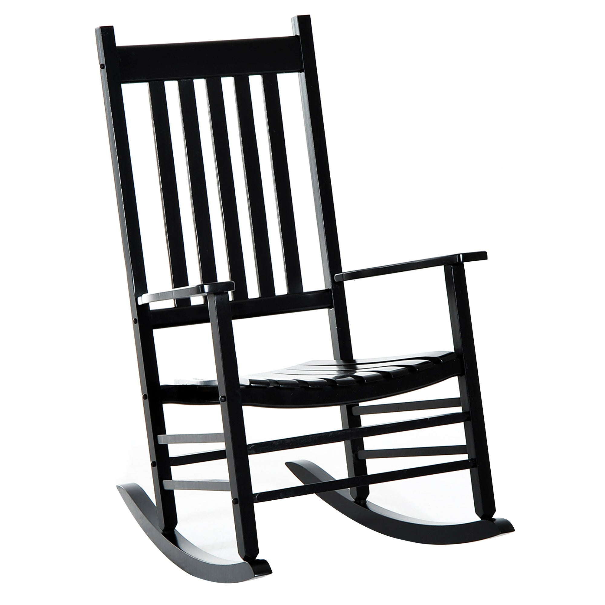 Outsunny Wooden Porch Rocking Chair Outdoor Patio Rocker Garden Single Leisure Reclining Seat Armchair Black