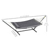 Outsunny Quilted Double Hammock with Stand and Pillow, Heavy Duty 2 Person Hammock with Spreader Bars, Cotton Rope Hammock for Outdoor Camping Beach, Dark Grey