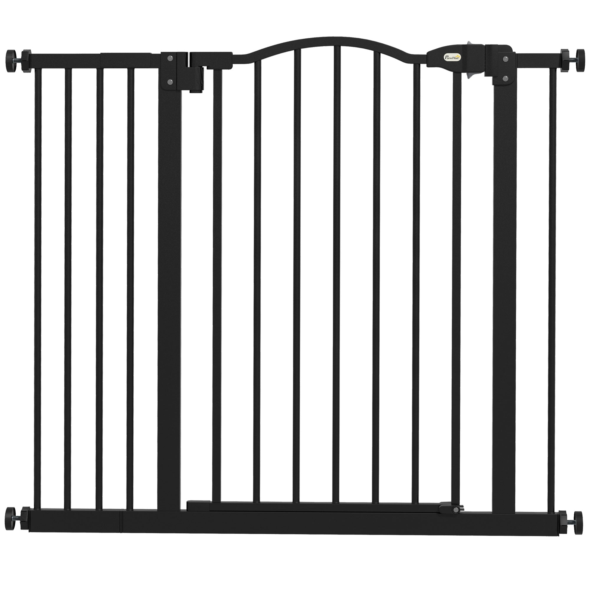 PawHut Pressure Fit Dog Stair Gate No Drilling Safety Gate Auto Close for Doorways, Hallways, 74-94cm Adjustable, 78cm Tall, Black