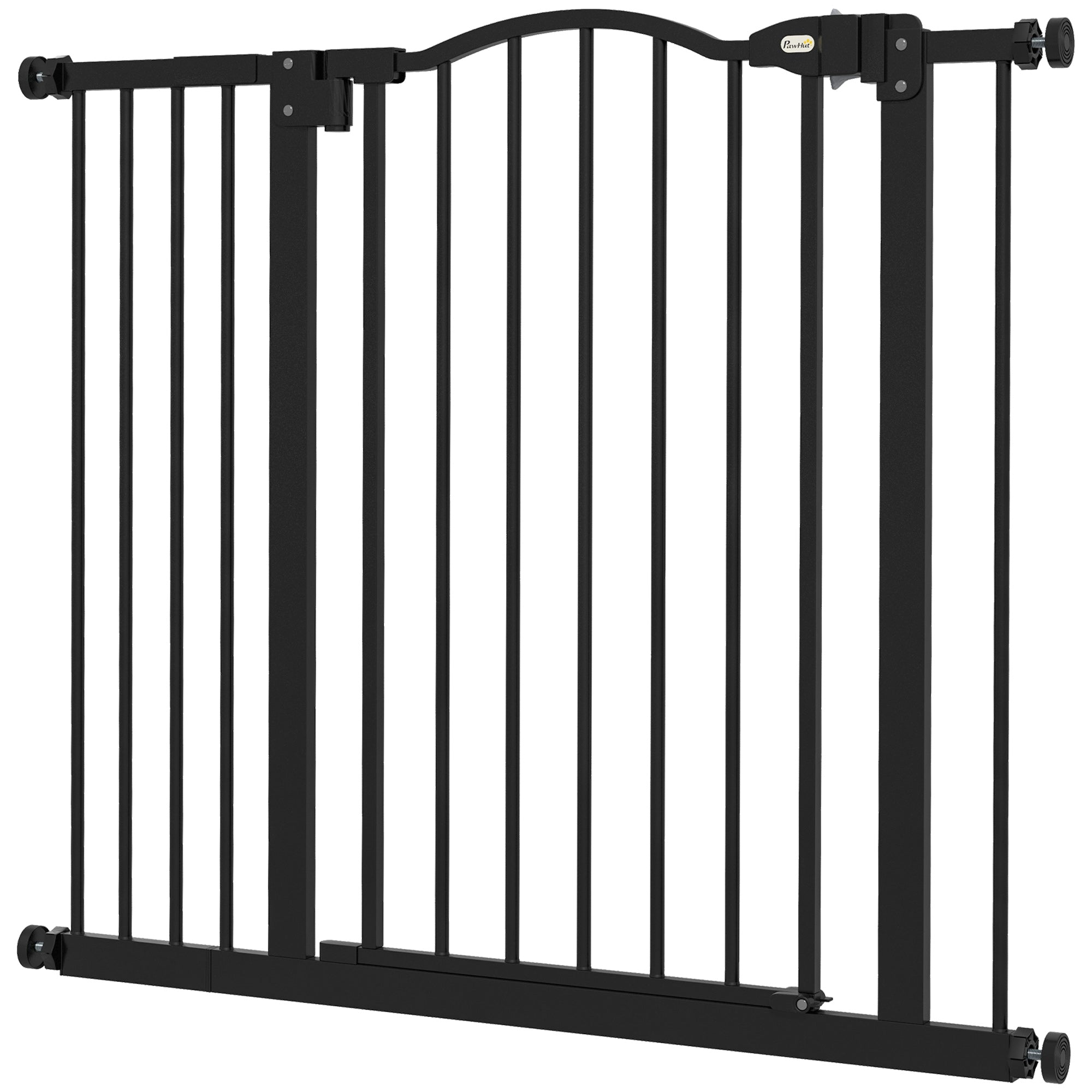 PawHut Pressure Fit Dog Stair Gate No Drilling Safety Gate Auto Close for Doorways, Hallways, 74-94cm Adjustable, 78cm Tall, Black