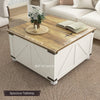 HOMCOM Farmhouse Coffee Table, Square Center Table with Flip-top Lids, Living Room Table with Hidden Storage Compartment and Wooden Legs, Antique White
