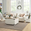 HOMCOM Farmhouse Coffee Table, Square Center Table with Flip-top Lids, Living Room Table with Hidden Storage Compartment and Wooden Legs, Antique White