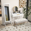 HOMCOM Full Length Mirror, Free Standing Mirror with Rectangular Frame, Adjustable Angle for Dressing Room, Bedroom, Living Room, White