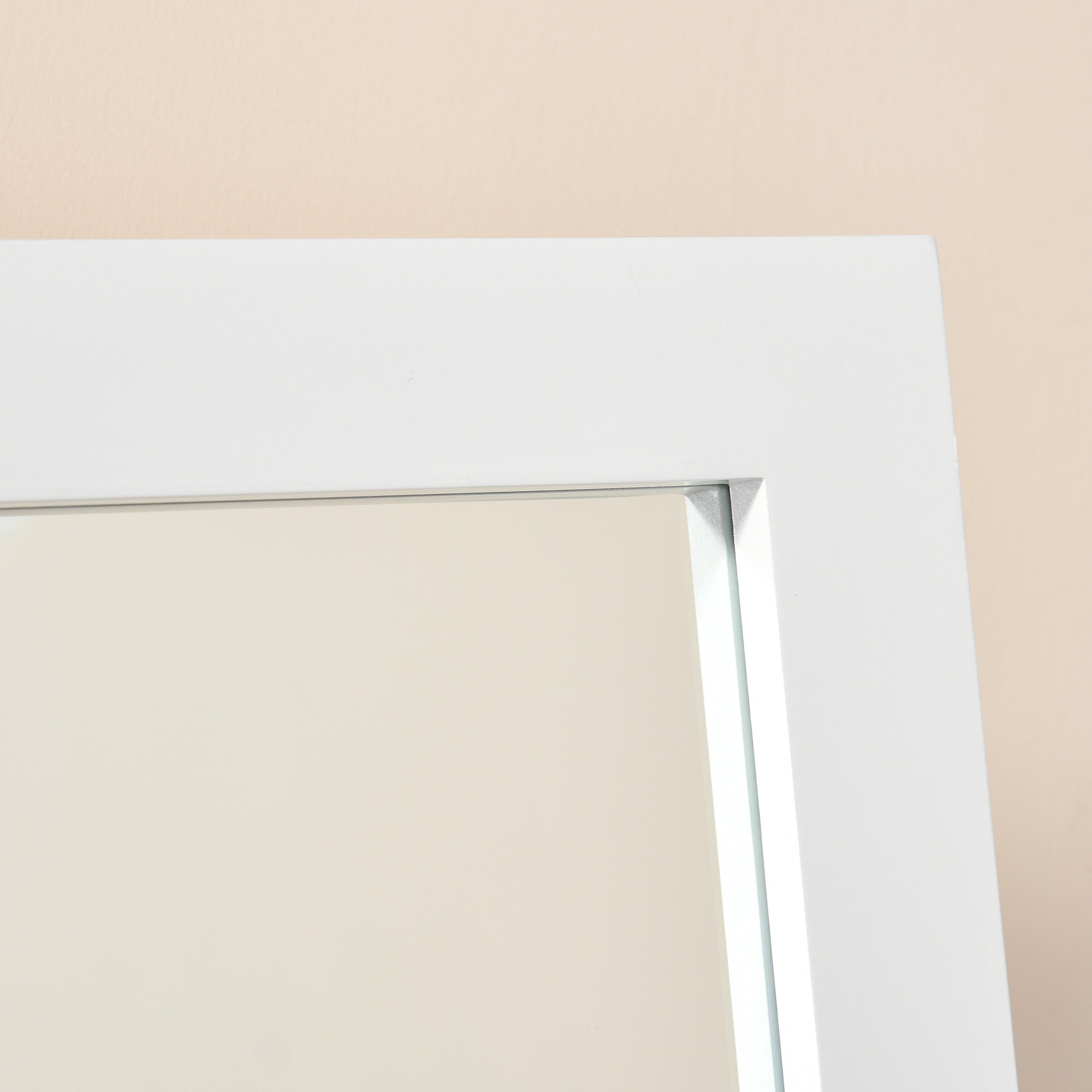 HOMCOM Full Length Mirror, Free Standing Mirror with Rectangular Frame, Adjustable Angle for Dressing Room, Bedroom, Living Room, White