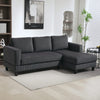 HOMCOM Sectional Sofa with Chaise Lounge and Thick Spring Cushion, Corduroy L Shaped Couch, 3 Seater Corner Sofa for Living Room, Bedroom, Charcoal Grey