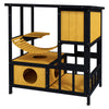 PawHut Outdoor Cat House Feral Cat Shelter Wooden Cat House with Suspension Bridge, Condos, Escape Doors, Jumping Platform, Water-Resistant Roof, for 1-2 Cats - Yellow