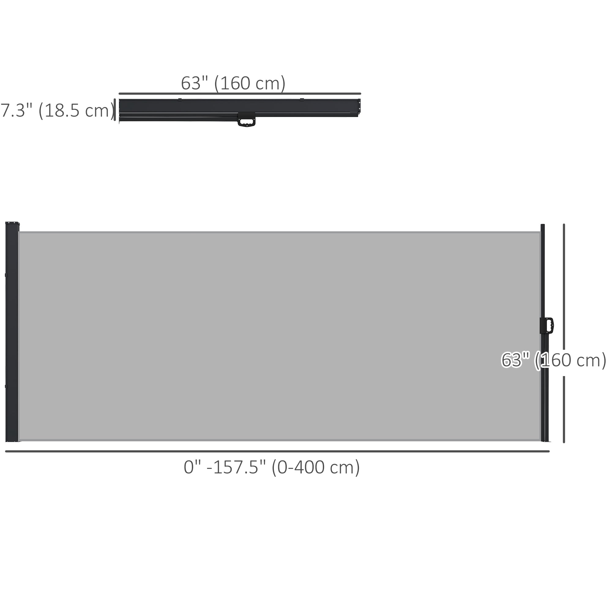 Outsunny 13' x 5' Retractable Side Awning, Garden Privacy Screen Divider, Full Cassette Windbreaker for Hot Tub, Balcony, Terrace, Pool, Light Grey