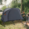 Outsunny Camping Tent Cot, Multifunctional Folding Tent Combo, Portable Off-Ground Tent Shelter with Self-Inflating Air Mattress and Carry Bag for 1 Person