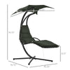 Outsunny Floating Chaise Lounge Outdoor Porch Swing Chair Hanging Hammock Reclining Seat  w/ Arc Stand & Canopy Umbrella Charcoal Grey