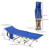 Outsunny Folding Camping Cot for Adults with Carry Bag, Side Pocket, Outdoor Portable Sleeping Bed for Travel Camp Vocation, Navy Blue