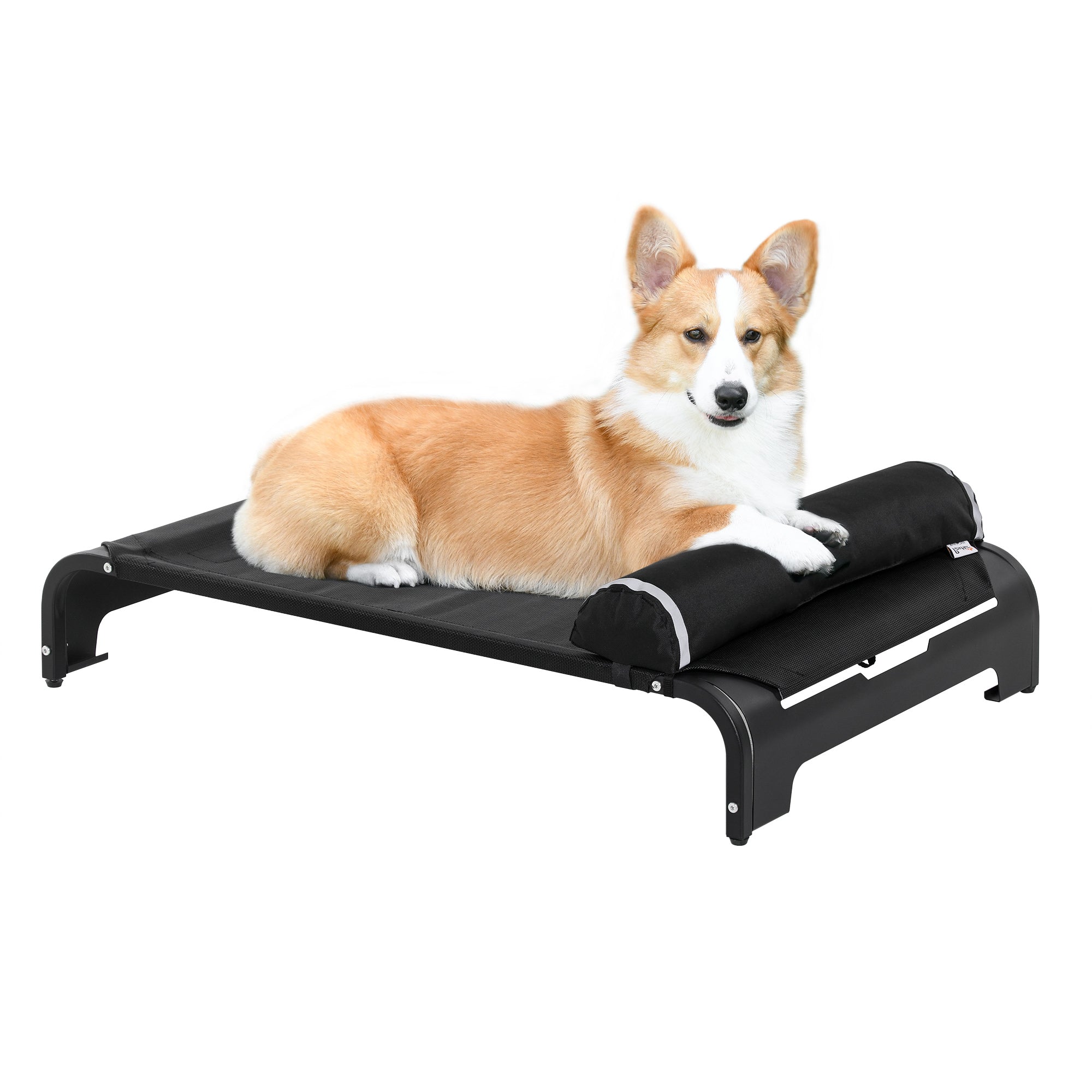 PawHut Elevated Dog Bed w/ Removable Pillow, Raised Pet Bed w/ Steel Frame & Breathable Mesh Fabric for Large and Medium Sized Dogs, Black