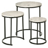 HOMCOM Nesting Tables Set of 3, Round Coffee Table, Modern Stacking Side Tables with Wood Grain Steel Frame for Living Room, Grey