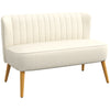HOMCOM 46" Fabric Loveseat Sofa, Upholstered 2 Seater Couch with Rubber Wood Legs for Bedroom, Living Room, Cream White