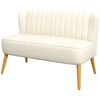 HOMCOM 46" Fabric Loveseat Sofa, Upholstered 2 Seater Couch with Rubber Wood Legs for Bedroom, Living Room, Cream White
