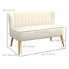 HOMCOM 46" Fabric Loveseat Sofa, Upholstered 2 Seater Couch with Rubber Wood Legs for Bedroom, Living Room, Cream White