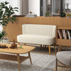HOMCOM 46" Fabric Loveseat Sofa, Upholstered 2 Seater Couch with Rubber Wood Legs for Bedroom, Living Room, Cream White