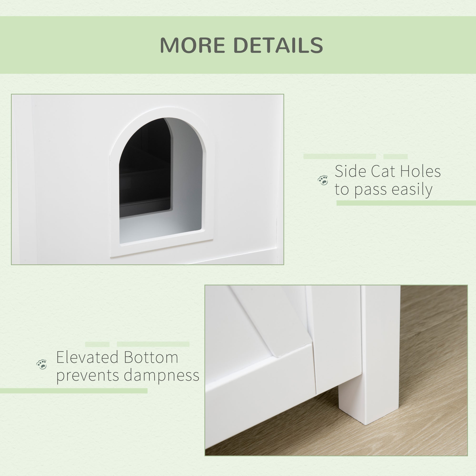PawHut Cat Litter Box Enclosure with Openable Top, Cat Washroom Storage Side Table with Double Doors, Zinc Alloy Handles, for Indoor Use, White