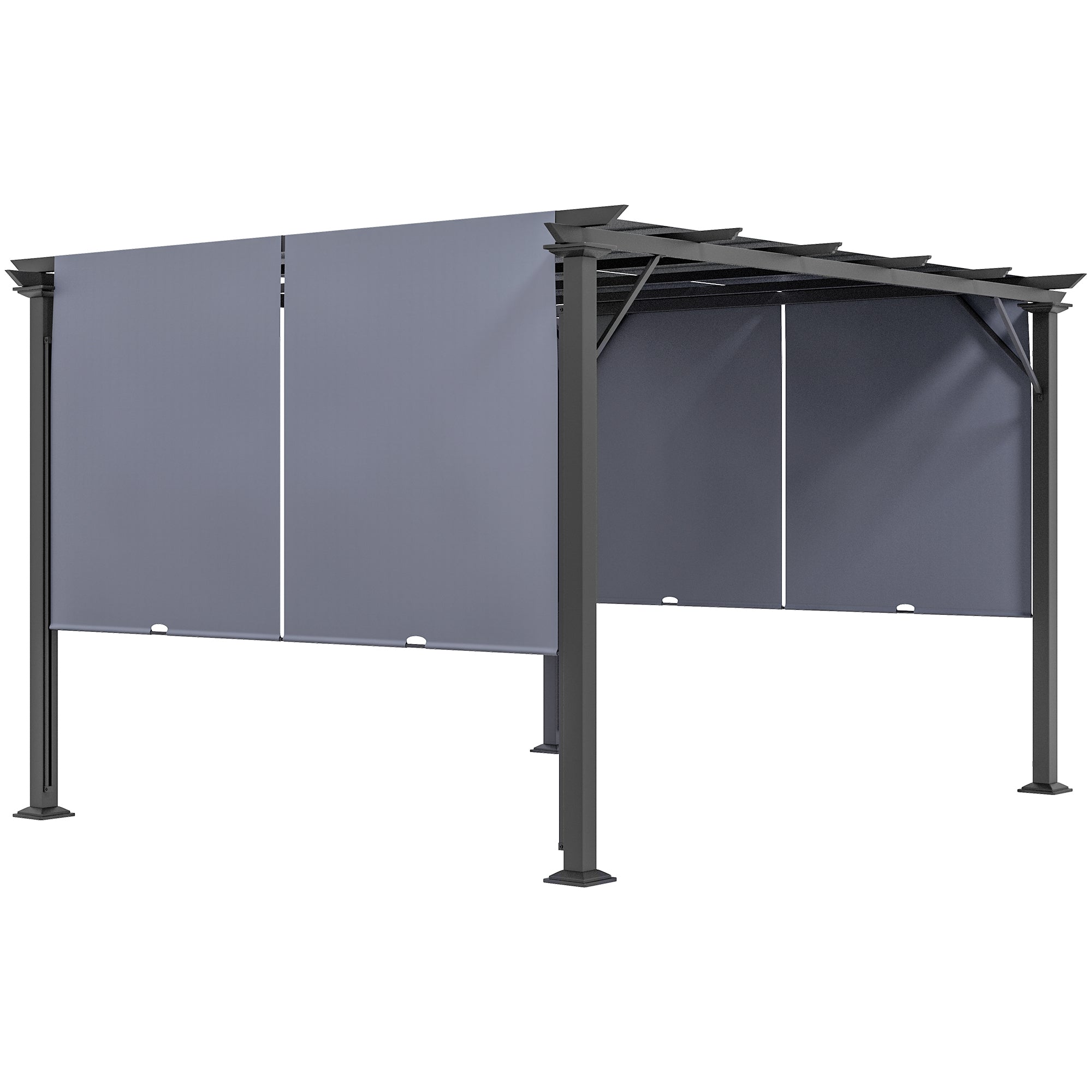 Outsunny 10' x 12' Retractable Pergola Canopy, Outdoor Gazebo with Sun Shade Canopy and Steel Frame, for Backyard, Garden, Patio, Deck, Grey