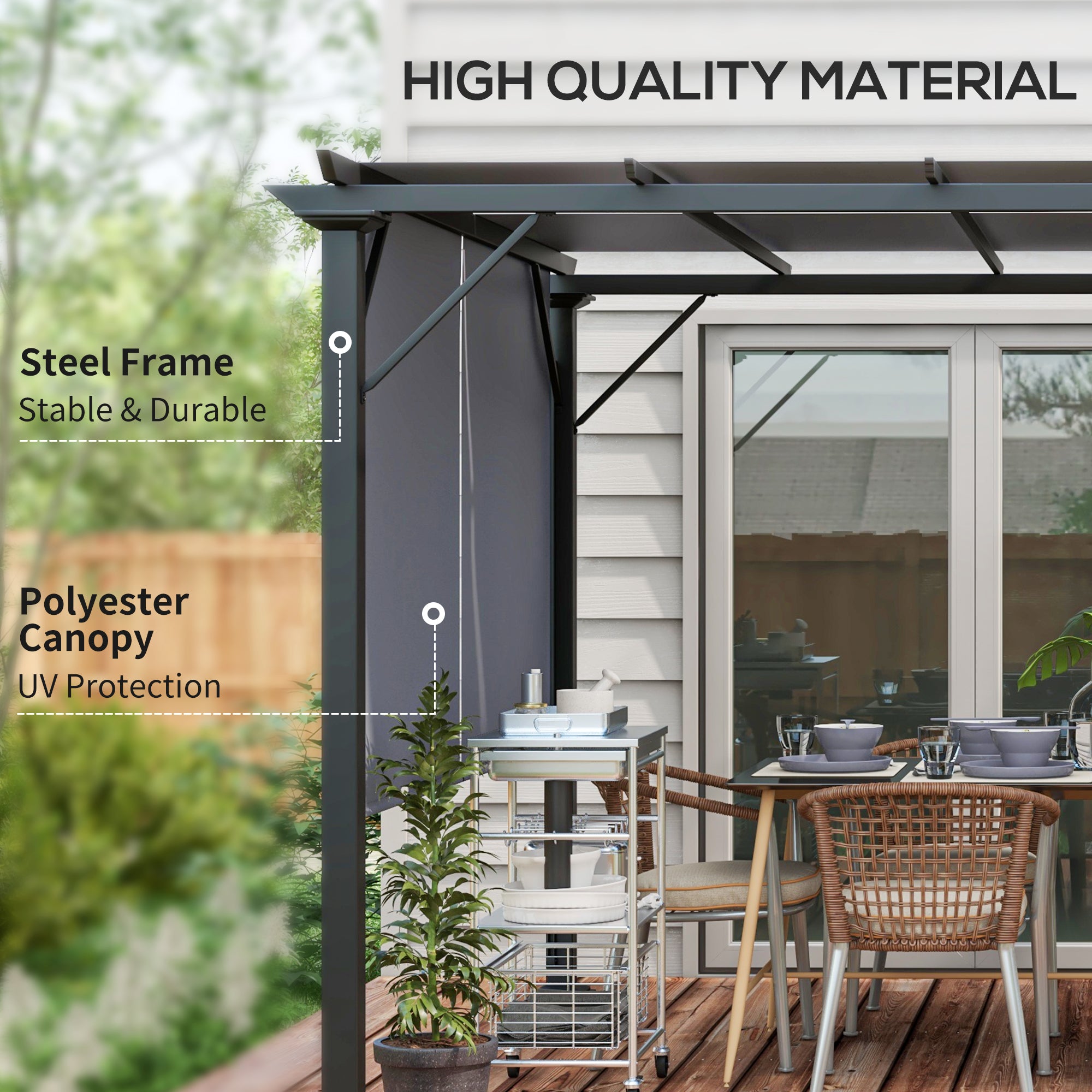Outsunny 10' x 12' Retractable Pergola Canopy, Outdoor Gazebo with Sun Shade Canopy and Steel Frame, for Backyard, Garden, Patio, Deck, Grey