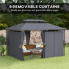 Outsunny 10' x 13' Outdoor Gazebo with Curtains and Solar-Powered LED Lights, Double Roof Patio Gazebo, Metal Gazebo Canopy Shelter for Deck, Lawn, Backyard, Garden