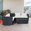 Outsunny 6 Pieces Patio Furniture Set with Cushion, Outdoor PE Rattan Wicker Sectional Conversation Furniture Sofa with Storage Table and Coffee Table, Beige